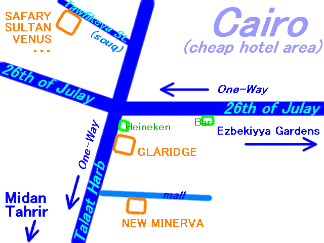 Cairo cheap hotel map
